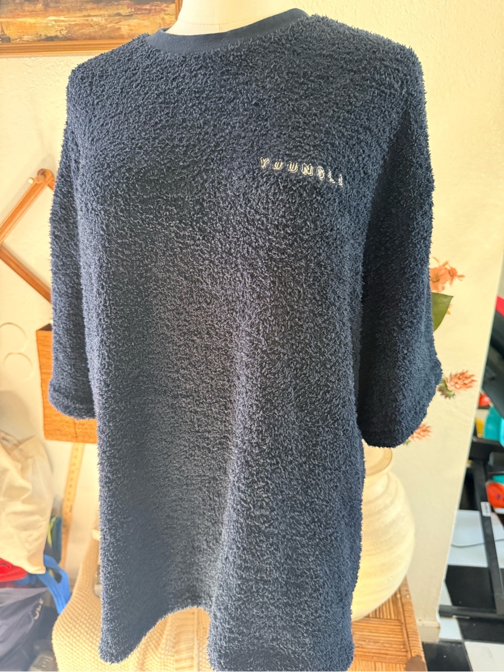 YoungLA Navy Blue Plush Crewneck Sweatshirt